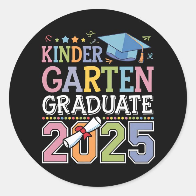 Kindergarten Graduate 2025 Graduation School Classic Round Sticker (Front)