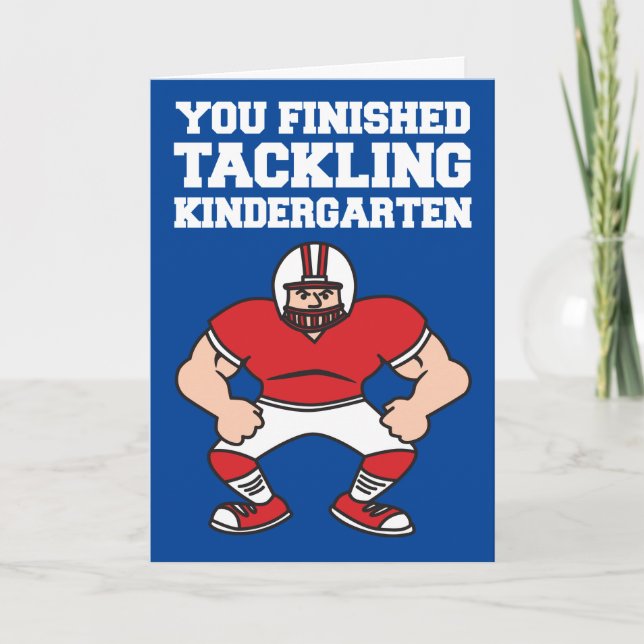 Kindergarten Graduate Congratulations Football  Card (Front)