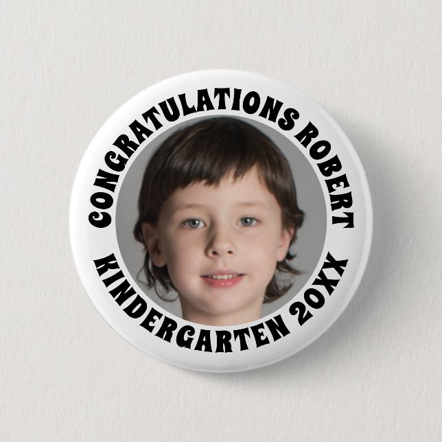 Kindergarten Graduate Congratulations Photo 2 Inch Round Button (Front)