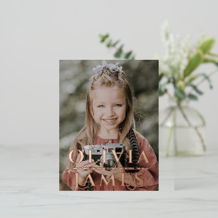 kindergarten graduate photo announcement postcard