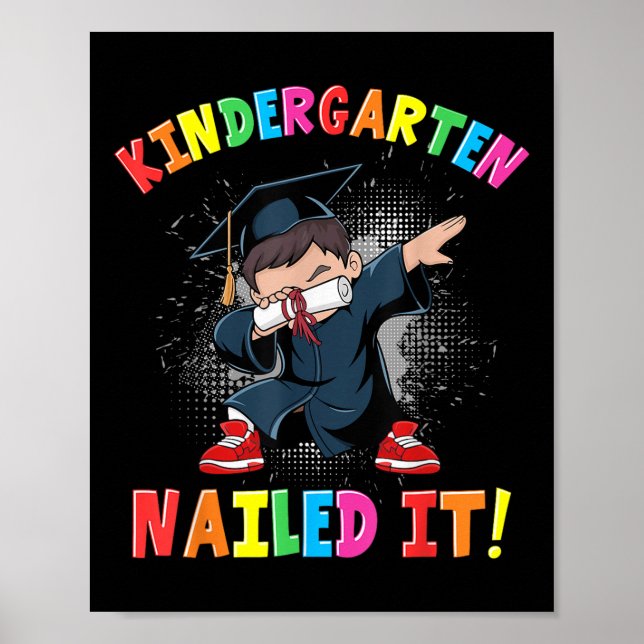 Kindergarten Graduation 2025 Boys Kids Dabbing Gra Poster (Front)