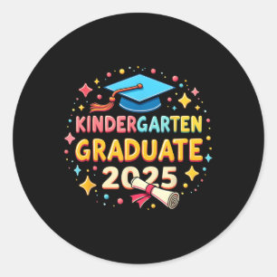 Kindergarten Graduation 2025 Graduate Kids Boys Gi Classic Round Sticker