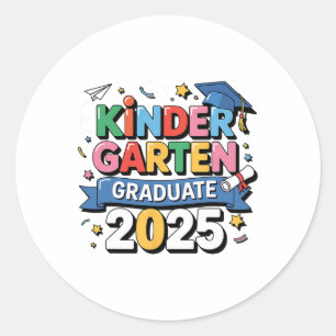 Kindergarten Graduation 2025 Graduate Kids Boys Gi Classic Round Sticker