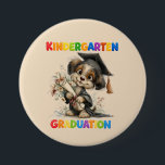 Kindergarten Graduation  3 Inch Round Button<br><div class="desc">Kindergarten Graduation Button – Cute Puppy Graduate Celebration Design Make their big milestone even more special with this charming kindergarten graduation Button The design features an adorable cartoon puppy proudly wearing a graduation cap, holding a diploma, and surrounded by bright celebratory details. Colorful “Kindergarten Graduation” lettering adds a joyful touch,...</div>