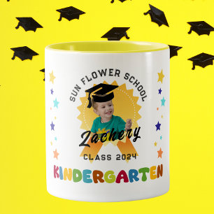 Kindergarten Graduation Bedge photo custom  Two-Tone Coffee Mug