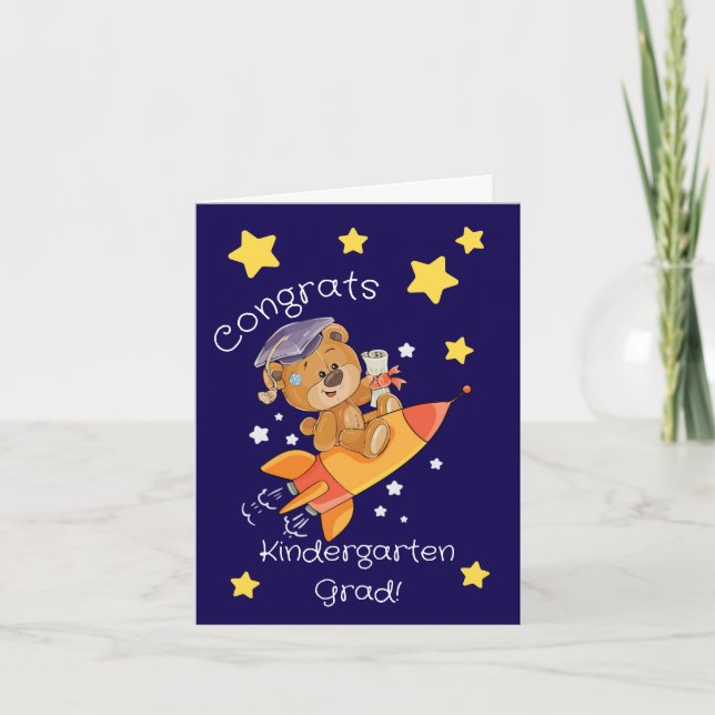 Kindergarten Graduation Card - Rocket Bear Design (Front)