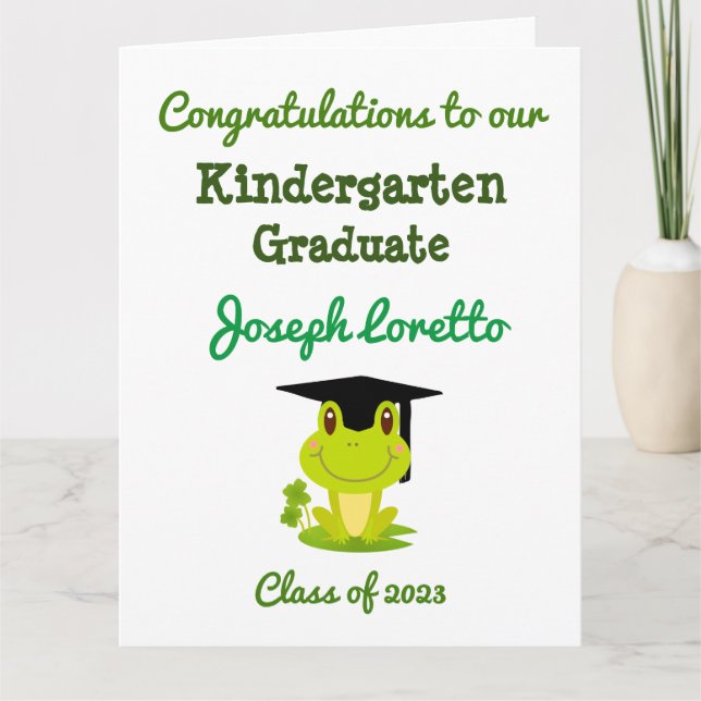 Kindergarten Graduation Congratulations Froggy Card (Front)