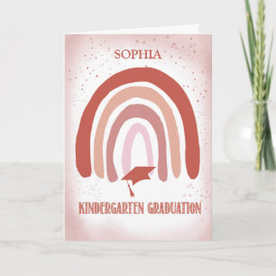 Kindergarten Graduation Pink Watercolor Rainbow Card
