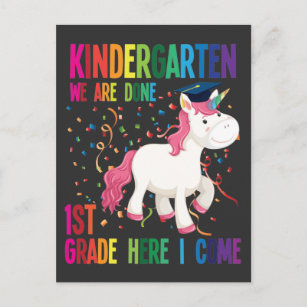 Kindergarten Graduation Surprise First Grade Kids Postcard