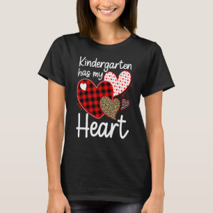 Kindergarten Has My Heart Sweeties Leopard Plaid T T-Shirt