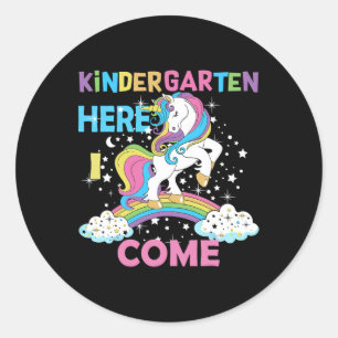 Kindergarten Here I Come School Kindergarten Girl  Classic Round Sticker