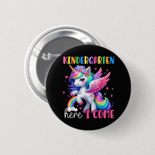 Kindergarten Here I Come Unicorn Back to School 2 Inch Round Button