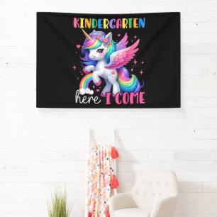 Kindergarten Here I Come Unicorn Back to School Banner