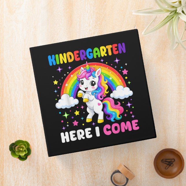  Kindergarten Here I Come Unicorn Back to School Binder (In Situ)