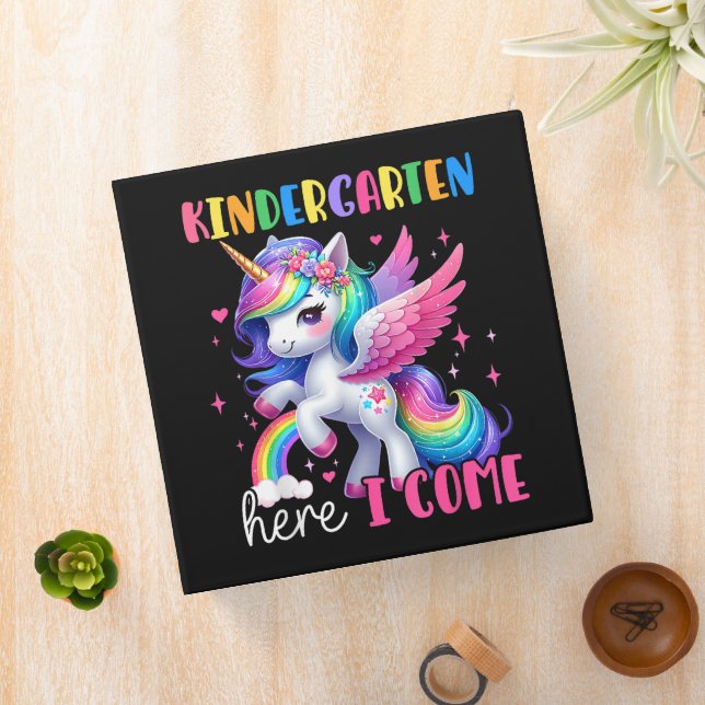 Kindergarten Here I Come Unicorn Back to School Binder (In Situ)