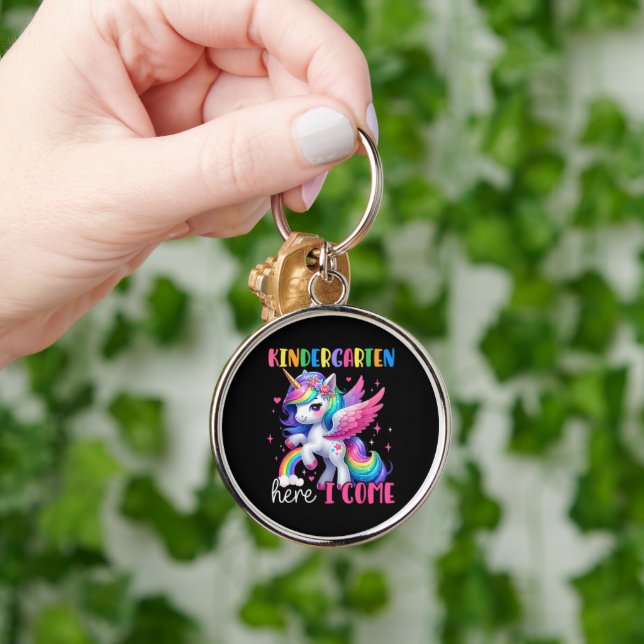 Kindergarten Here I Come Unicorn Back to School Keychain (Hand)