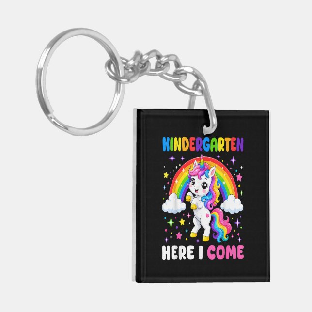  Kindergarten Here I Come Unicorn Back to School Keychain (Front Left)