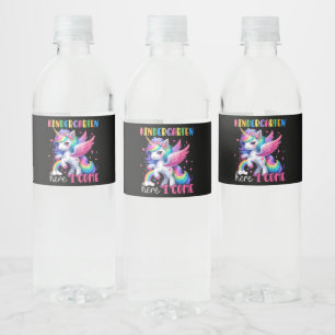 Kindergarten Here I Come Unicorn Back to School Water Bottle Label