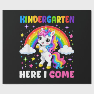  Kindergarten Here I Come Unicorn Back to School Wrapping Paper