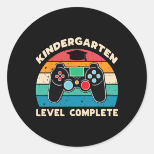 Kindergarten Level Complete Gamer Boy Kinder Gradu Classic Round Sticker
