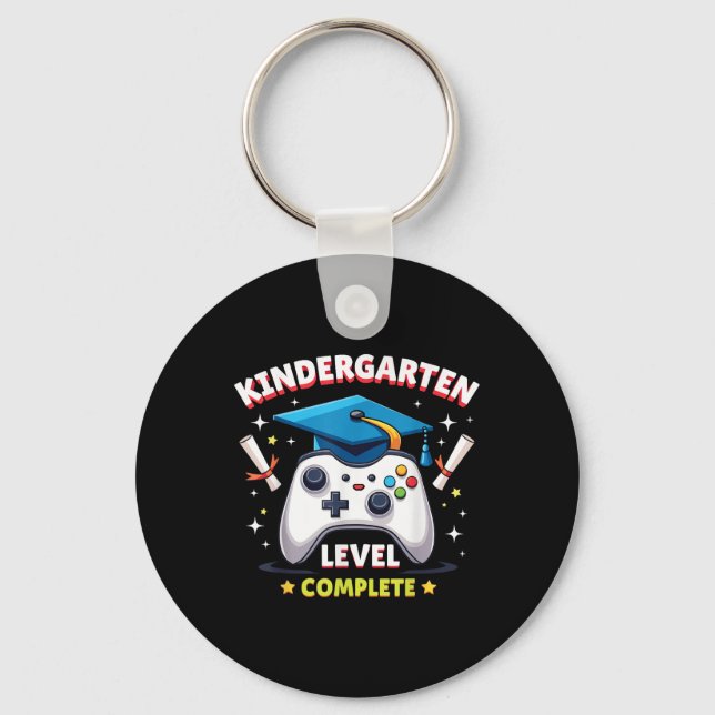 Kindergarten Level Complete Gamer Pixel Adventure  Keychain (Front)
