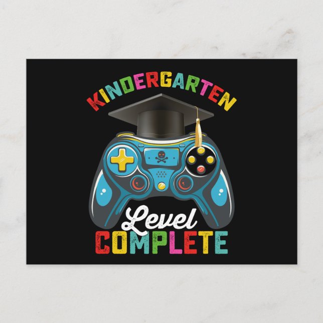 Kindergarten Level Complete Graduation Gaming Postcard (Front)