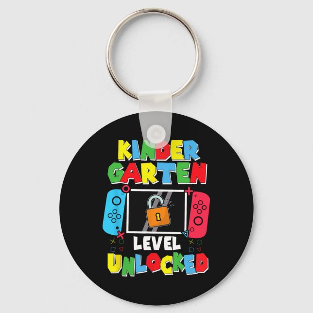 Kindergarten Level Unlocked Back To School First D Keychain (Front)