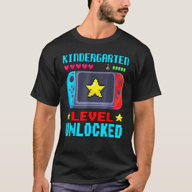 Kindergarten Level Unlocked Back To School Gamer B T-Shirt (Front)