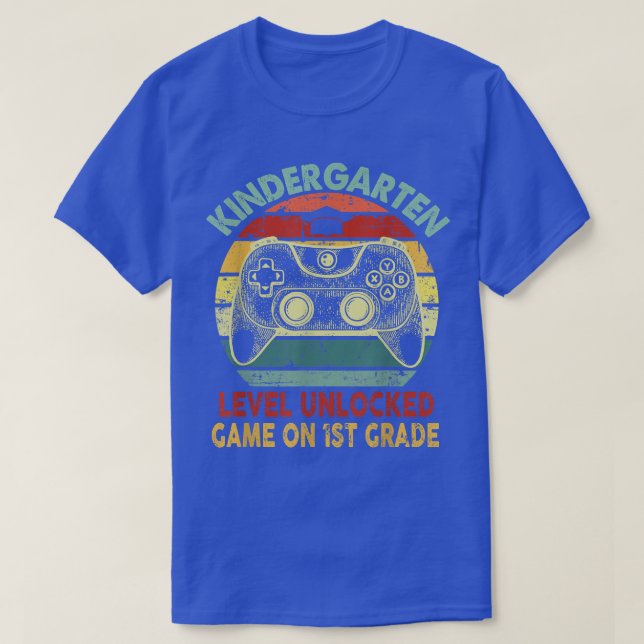 Kindergarten Level Unlocked Game On 1st Grade Retr T-Shirt (Design Front)