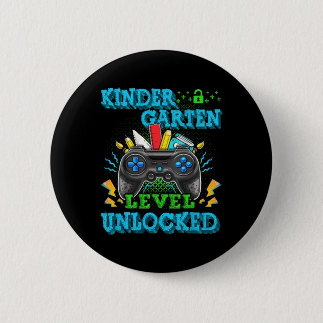 Kindergarten Level Unlocked Video Game Back to Sch 2 Inch Round Button (Front)