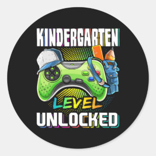 Kindergarten Level Unlocked Video Game Back to Sch Classic Round Sticker