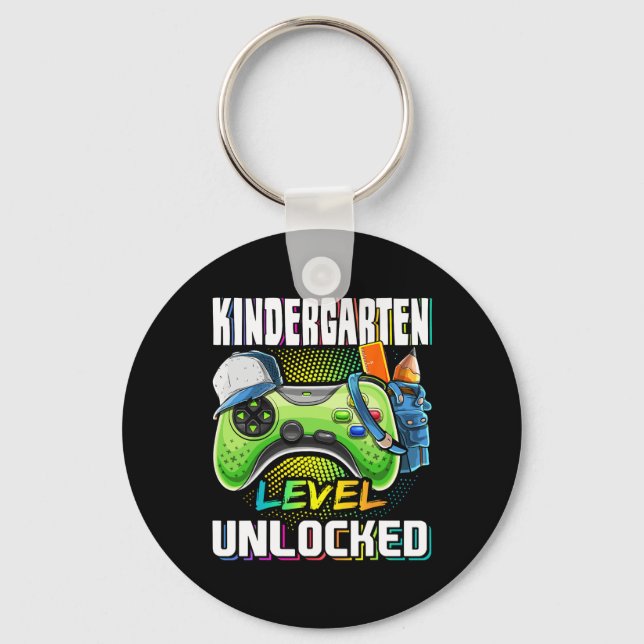 Kindergarten Level Unlocked Video Game Back to Sch Keychain (Front)