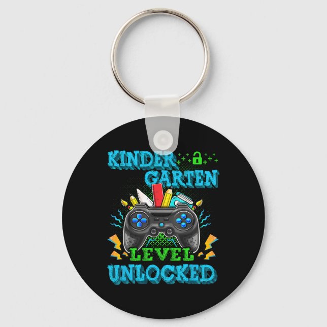 Kindergarten Level Unlocked Video Game Ck To Schoo Keychain (Front)