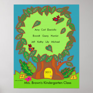 Kindergarten Name Tree by Vera Trembach Poster