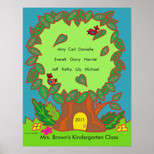 Kindergarten Name Tree by Vera Trembach Poster (Front)