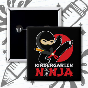Kindergarten Ninja Kick First Day Back To School 2 Inch Square Button