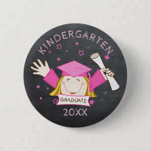 Kindergarten Pre-School Custom Girl Graduate 2 Inch Round Button