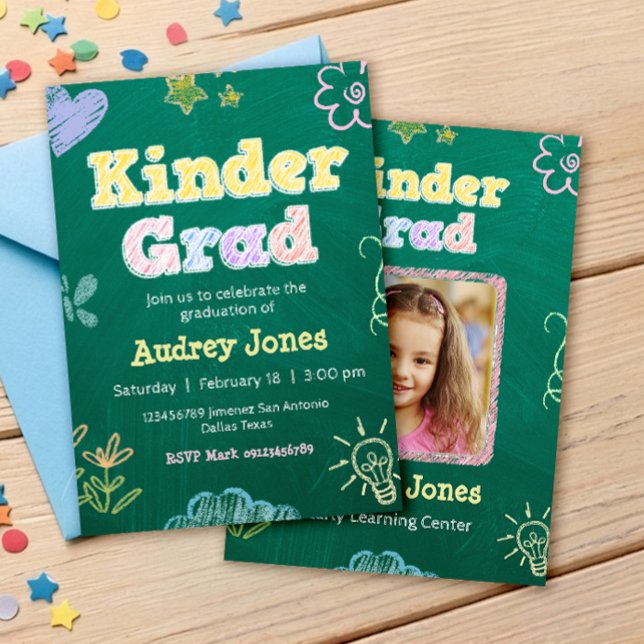 Kindergarten Preschool Graduation with Photo Invitation (Creator Uploaded)