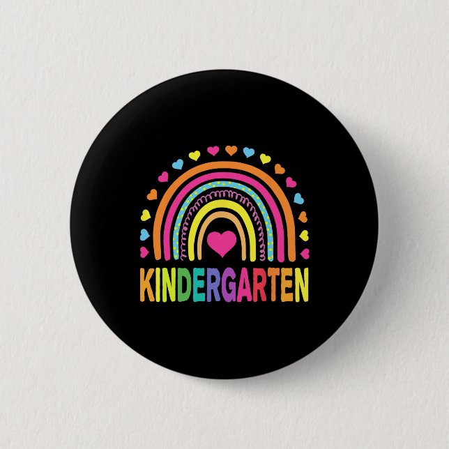 Kindergarten Rainbow Girls Boys Teacher Team Kinde 2 Inch Round Button (Front)