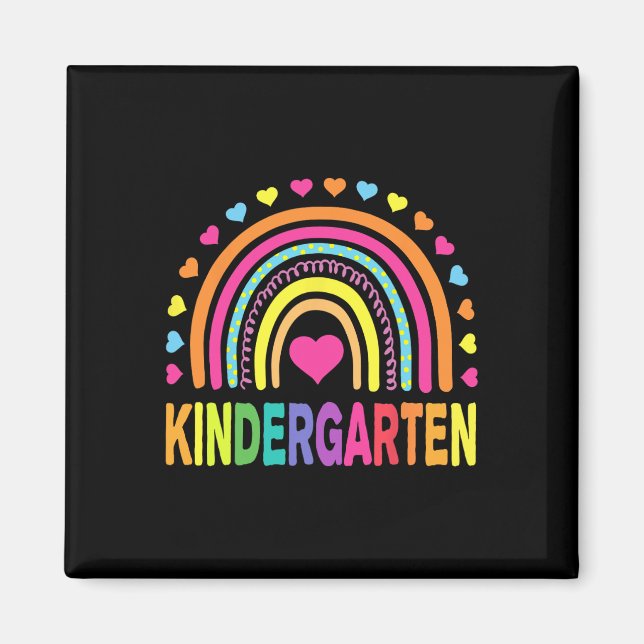 Kindergarten Rainbow Girls Boys Teacher Team Kinde Magnet (Front)