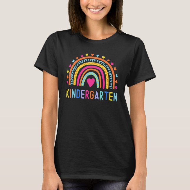 Kindergarten Rainbow Girls Kids Teacher Team Kinde T-Shirt (Front)