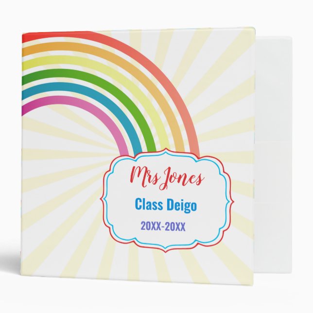 kindergarten rainbow teacher nursery preschool binder (Front/Inside)