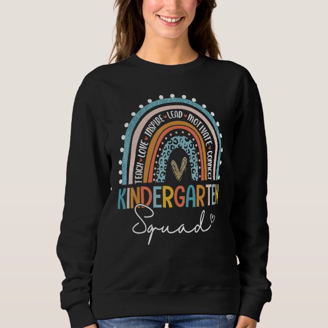 Kindergarten Squad Rainbow Leopard Back To School  Sweatshirt (Front)
