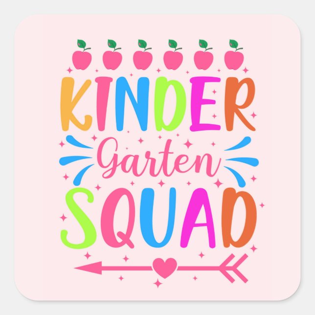 Kindergarten Squad Square Sticker (Front)