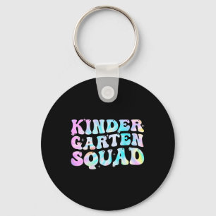 Kindergarten Squad Teacher kids Tie Dye Back to Sc Keychain