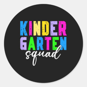 Kindergarten Squad Teacher Student First Day Back Classic Round Sticker