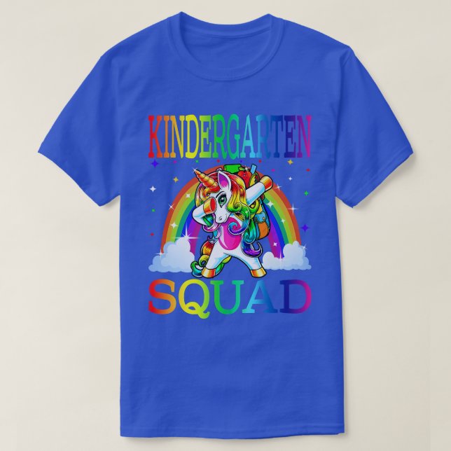 Kindergarten Squad Teacher Student Unicorn Back To T-Shirt (Design Front)