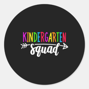 Kindergarten Squad Tee Teacher Back To School  Classic Round Sticker
