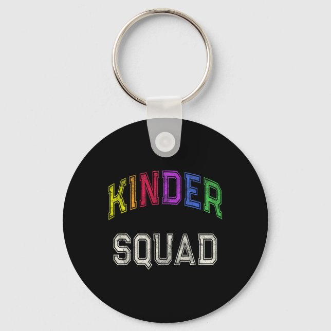 Kindergarten Student Kinder Squad Reading Teacher  Keychain (Front)