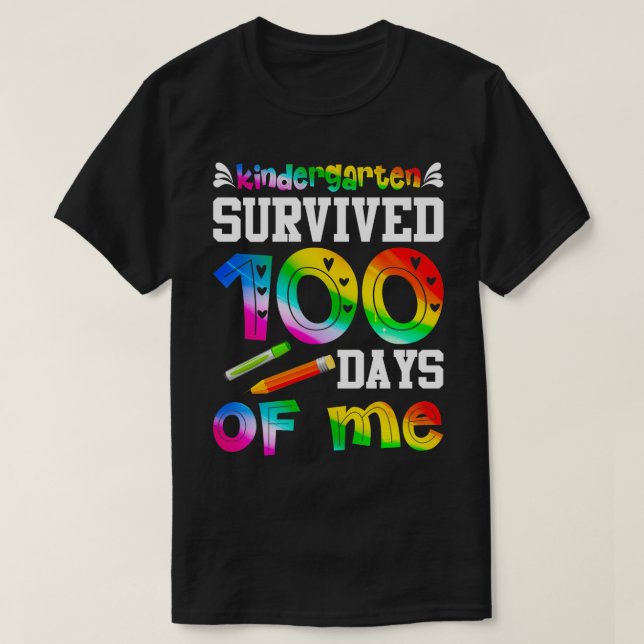 Kindergarten Survived 100 Days Of Me100 days of Sc T-Shirt (Design Front)